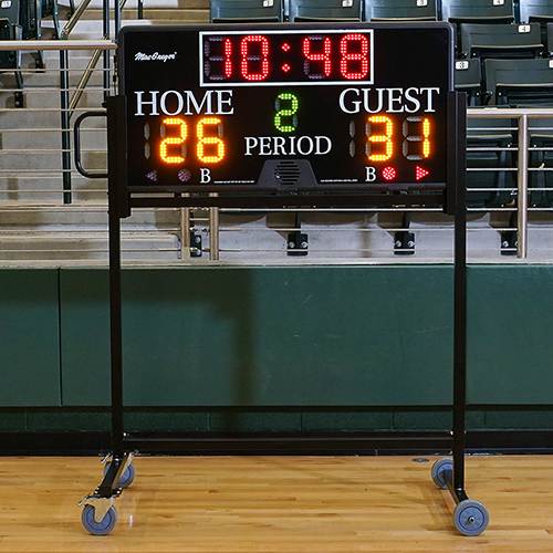 SK3048 scoreboard mounted on optional stand